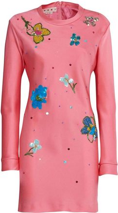 Marni floral sequin-embellished mini dress - women - Viscose/Acetate/Silk/Cupro - 38 - Pink