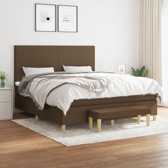 vidaXL Cama Box Spring Con Colch&oacute;n Tela Marr&oacute;n Oscuro 160x200 Cm Vidaxl