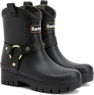 Barbour Elley Harness Rain Boot in Black at Nordstrom, Size 10
