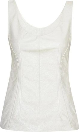 Remain Tops, Dames, Beige, XS, Leer, Luxe Leren Top