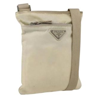 Prada Pre-owned Vintage Schoudertas - Dames - Pre-owned - Beige - Maat: ONE Size Nylon