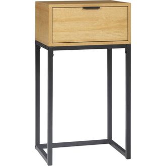 HOMCOM Homcom - Mesa Consola Con Caj&oacute;n Consola Auxiliar Moderna Mesa De Entrada Con Patas De Acero Para Pasillo Sal&oacute;n Dormitorio 80x30x76 Cm Natural