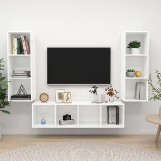vidaXL Vidaxl - Juego De Muebles De Sal&oacute;n 3 Piezas Madera Ingenier&iacute;a Blanco
