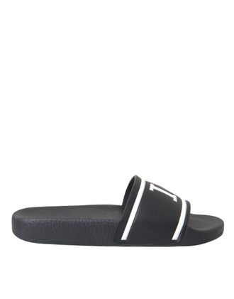 Dolce & Gabbana Womens Men Rubber Slides Portofino Style - Black Leather - Size EU 36