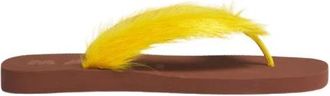 Marni Ponyhair Flip-Flop - Dames - Slippers - Geel - 44 EU - Leer - Schoenen