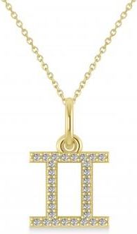 Allurez Gemini Zodiac Diamond Pendant Necklace 14k Yellow Gold (0.15ct)
