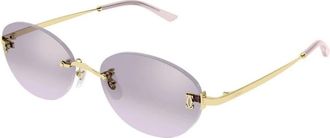 Cartier Rimless Round Zonnebril - Dames - Zonnebrillen - Geel - 54 MM - Accessoires