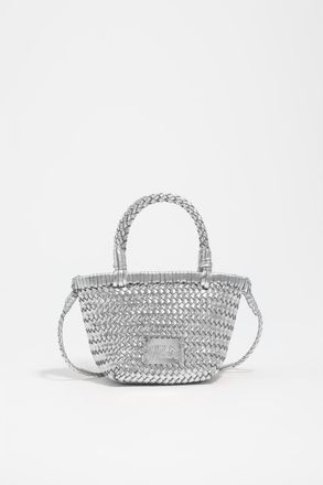 Bimba & Lola Plaited Mini Bag In Leather in Silver at Nordstrom