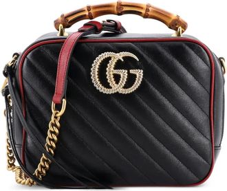Gucci Marmont Torchon Bamboo Camera Bag Diagonal Quilted Leather Small shoulder bag - Zwart