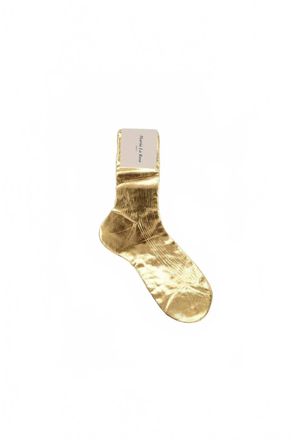 Maria La Rosa Womens Laminated One Socks In Gold