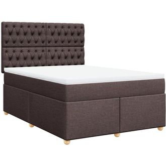 vidaXL Vidaxl - Cama Box Spring Con Colch&oacute;n Tela Marr&oacute;n Oscuro 140x190 Cm