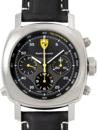 Officine Panerai Pre-owned Rattrapante Chronograph Watch - Dames - Vintage Horloges - Zwart - ONE Size - Leer - Vintage