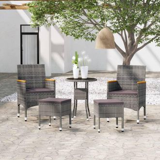 vidaXL Juego De Muebles De Jard&iacute;n De 5 Piezas Rat&aacute;n Sint&eacute;tico Gris Vidaxl