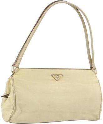 Prada Pre-owned Shoulder Bags, female, Beige, Size: ONE SIZE Pre-owned Nylon Shoulder Bag
