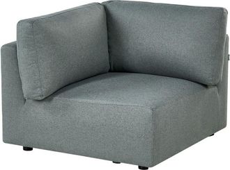 Beliani Right-Hand Corner 1-Seat Green Fabric Upholstered Modul Section KIVVIK