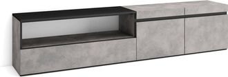 Skraut Home Skraut Home - Mueble Tv, Televisi&oacute;n, Muebles De Sal&oacute;n, Almacenaje, 200x45x35cm, Para Tv Hasta 80, Con Almacenamiento, Estilo Moderno, Gris Cemento