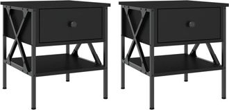 vidaXL Bedside Tables 2 pcs Black 40x42x45 cm Engineered Wood Vidaxl