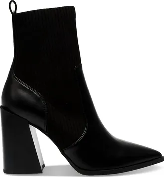 Wildpair Womens Trinity Pointed-Toe Pull-On Knit Dress Booties In Black Smooth