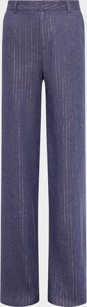 L'agence Livvy Metallic Pinstripe Straight-Leg Trousers