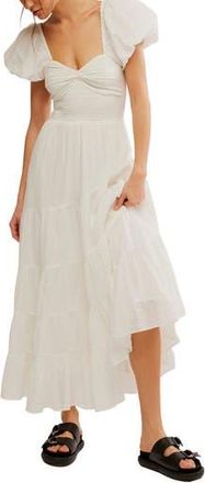 Free People Sundrenched Smocked Puff Sleeve Maxi Dress in White at Nordstrom Rack, Size X-Small