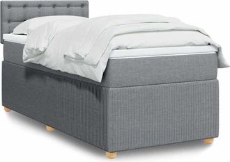vidaXL Cama Box Spring Con Colch&oacute;n Tela Gris Claro 100x200 Cm Vidaxl