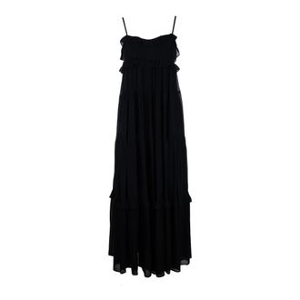 Michael Kors Maxi Abito in Georgette a Balze - Dames - Maxi kleedjes - Blauw - S - Polyester - Kleedjes