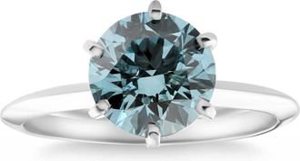 Pompeii3 1 - 4Ct Solitaire Blue Diamond Engagement Ring 14k Gold Lab Grown