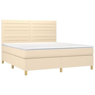 vidaXL Vidaxl - Cama Box Spring Colch&oacute;n Y Luces Led Tela Crema 160x200 Cm