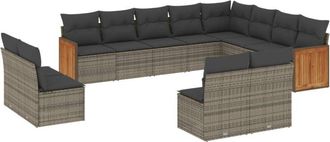 vidaXL Set De Sof&aacute;s De Jard&iacute;n 12 Pzas Con Cojines Rat&aacute;n Sint&eacute;tico Gris Vidaxl