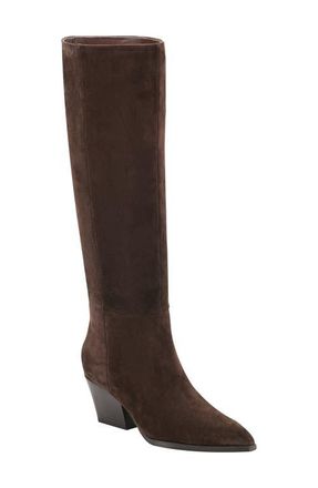 Marc Fisher Tarrie Tall Block Heel Boot in Dark Brown at Nordstrom, Size 8.5