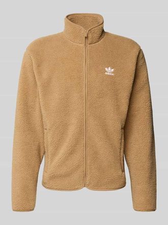 adidas Originals Regular Fit Sweatjacke mit Logo-Stitching Modell Essentials in Mittelbraun, Gr&ouml;&szlig;e M