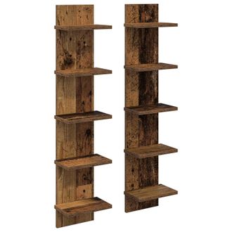 vidaXL Estante De Pared 2 Uds. Madera Envejecida 22 X 15 X 100 Cm Vidaxl