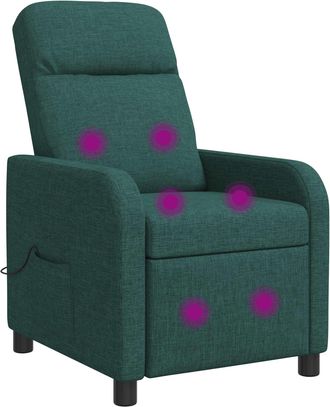 vidaXL Silla De Masajes Reclinable Verde Oscuro Tela Vidaxl