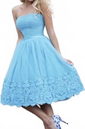 Sherri Hill Strapless Cocktail Dress In Turquoise