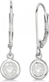 Allurez Leverback Dangling Drop Diamond Earrings 14k White Gold (0.50ct)
