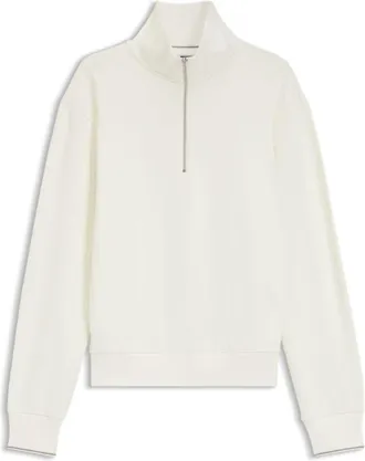 BOSS Zipper neck sweatshirt in structured cotton