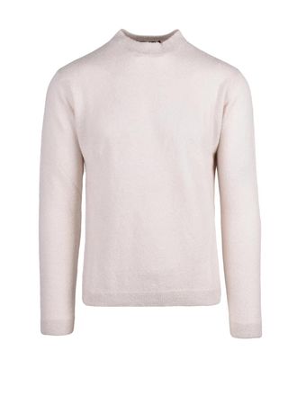 Daniele Fiesoli Cream Crew Neck Pullover With Ribbed Cuffs And Hem