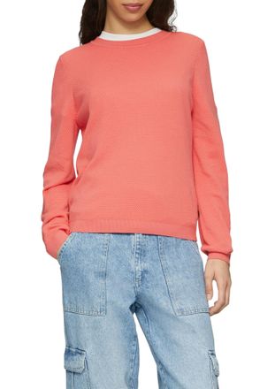 QS by s.Oliver Rundhalspullover QS, Damen, Gr. XXL (44), rot, Strick, Obermaterial: 60% Viskose, 40% Baumwolle, unifarben, regular fit taillenbedeckt, Rundhals, Ripp