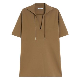 Max Mara Poltava Ribbed Jersey Blouse - female - Max Mara - Tunics - Brown - S - Blouses & Shirts