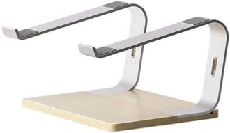 OEM Soporte Para Port&aacute;til - Elevador De Escritorio - Dise&ntilde;o Ergon&oacute;mico - Base De Aluminio Y Madera - 25x24x15cm - Plateado