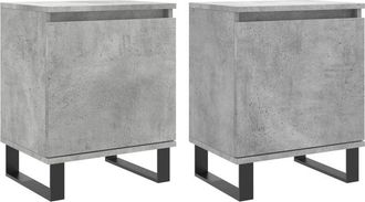 vidaXL Mesitas De Noche 2 Uds Madera Gris Hormig&oacute;n 40x30x50 Cm Vidaxl