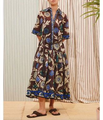 Alemais Jasper Shirtdress In Brown/blue
