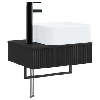 vidaXL Lavabo De Lavado Montado En La Pared Negro 50 X 41 X 39 Cm Vidaxl