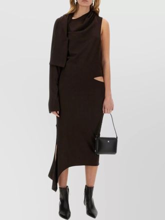 Courr&egrave;ges cotton slim-fit off-shoulder midi dress