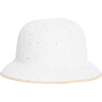 Calvin Klein Sequin Straw Sun Hat in Natural at Nordstrom Rack