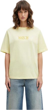 Maison Kitsun&eacute; Camiseta Comfort con Logo Album - Tops - Mujer - Amarillo - XS