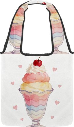 Generic sweet icecream Reversible Canvas Shoulder Tote - Double-Sided Print, 12oz Cotton, 27cm Drop, Fold-Flat Bag for Travel, Shopping, Street Outings