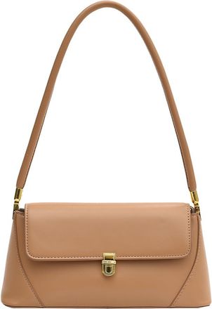 Generic Retro Flap Fashion Handbag PU Leather Clutch Purse Elegant Ladies Shoulder Purse Designer for Women Work Shopping Travel (Khaki)