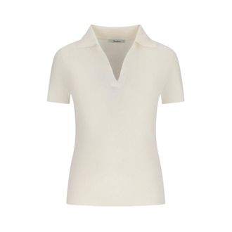 Max Mara V-neck Knitwear, female, White, Size: S Mxmalbero Knit