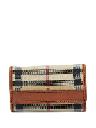 Burberry Haymarket-check wallet - women - Canvas/Calf Leather - One Size - Neutrals